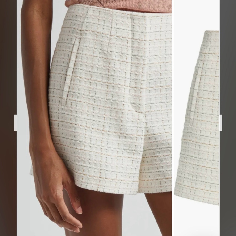 Veronica Beard Jazmin Cotton Tweed Shorts in Ivory Multi Size 4 - Picture 3 of 8